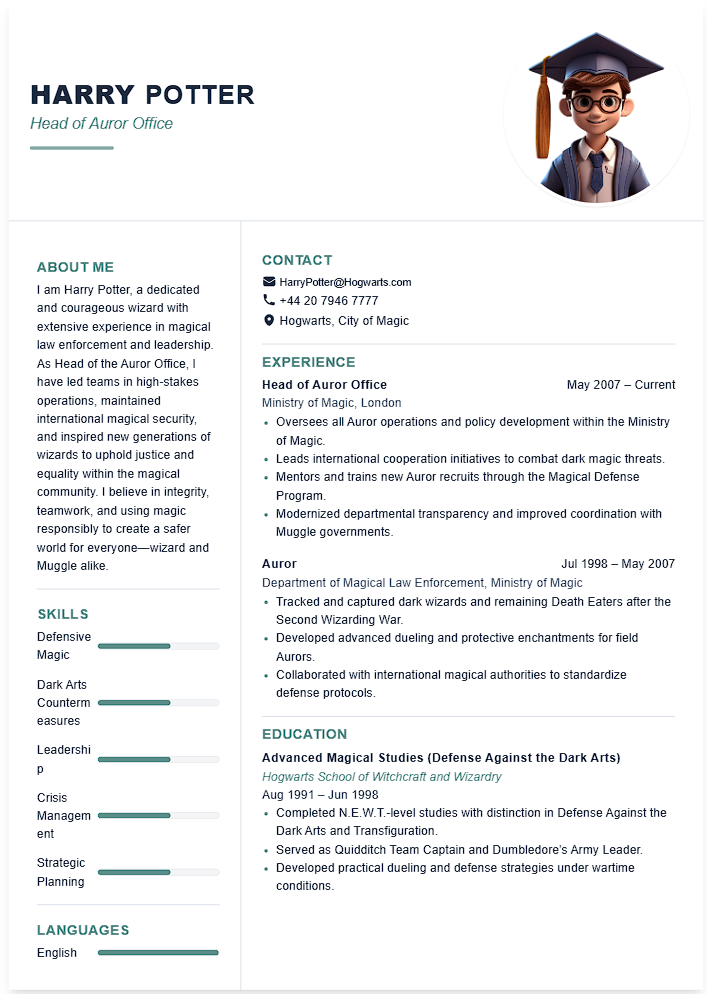 two column CV template - Professional resume design